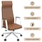 Leisuremod Aleen High-Back Office Chair in Upholstered Leather and Iron Frame with Swivel and Tilt, Dark Brown AOT19DBRL - alternate 5