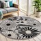 Homeroots 5' Black And White Round Floral Indoor Outdoor Area Rug 545010 - alternate 3