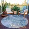 Homeroots 8' Blue And Ivory Round Abstract Washable Indoor Outdoor Area Rug 617622 - alternate 5