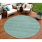 Homeroots 8' Turquoise And Aqua Round Striped Washable Indoor Outdoor Area Rug 615382 - alternate 1