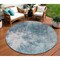 Homeroots 8' Teal Blue Navy Blue And Gray Round Abstract Washable Indoor Outdoor Area Rug 582964 - alternate 1
