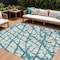 Homeroots 9' X 12' Teal Blue And Ivory Abstract Washable Indoor Outdoor Area Rug 614393 - alternate 1