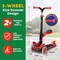 Lifemaster Kids 3-Wheel Scooter w/ Foldable Seat, LED Wheels, Adjustable Handlebar, Indoor/Outdoor Red LIFMS33 - alternate 7