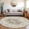 Homeroots 8' Ivory And Brown Round Oriental Washable Indoor Outdoor Area Rug 600164 - alternate 6