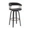 Armen Living Topanga 30.5in Swivel Black Wood Bar Stool in Black Faux Leather with Golden Bronze Metal LCTOBABLKBLK30 - alternate 1
