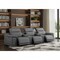 Homeroots 134" Dark Gray Top Grain Leather Reclining USB Sofa And Storage 643716 - alternate 4