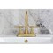 Kingston Brass Knurled Double-Handle 4" Centerset Bathroom Faucet with Brass Pop-Up, Brushed Brass KS6647KNL - alternate 4