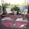 Homeroots 8' Burgundy Pink And Charcoal Round Geometric Washable Indoor Outdoor Area Rug 600356 - alternate 3