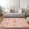 Homeroots 5' X 8' Coral And Ivory Damask Washable Indoor Outdoor Area Rug 614420 - alternate 5