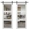 Sartodoors Sliding Double Barn Doors with Hardware, Lucia 2555 White Silk with Clear Glass, 13FT Rail Sturdy LUCIA2555DB-WS-36 - alternate 1