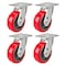Hyw Products Heavy Duty Caster Set 5in Polyurethane on Plastic Wheels, 4 Swivel, 4PK 40-50S-A1-PU-4 - alternate 1