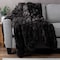 Lavish Home Oversized Ruched Faux Fur Blanket 60x80-Inch Jacquard Faux Fur Queen Throw for Sofas and Beds, Black HT-THROW1-BLK - alternate 4