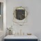 Uniquewise Set of 2 Decorative 20-inch Circle Mirror Featuring 2 Squares Shaped Gold Metal Frame - QI004580.2 - alternate 3