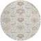 Homeroots 8' Ivory Brown And Gray Round Damask Washable Indoor Outdoor Area Rug 599426 - alternate 5