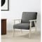 Homeroots 30" Charcoal And Off White Linen Arm Chair 533960 - alternate 1