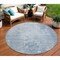 Homeroots 8' Sky Blue Round Abstract Washable Indoor Outdoor Area Rug 608252 - alternate 1