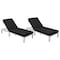 Leisuremod Chelsea Modern Outdoor Weathered Grey Chaise Lounge Chair With Black Cushions CLWGR-77BL2 - alternate 1