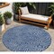 Homeroots 8' Navy Blue And Gray Round Abstract Washable Indoor Outdoor Area Rug 599822 - alternate 1