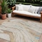 Homeroots 8' X 10' Beige Teal Blue And Ivory Abstract Washable Indoor Outdoor Area Rug 600207 - alternate 1
