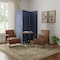 Homeroots 67" Dark Blue Solid Wood Folding Three Panel Screen Room Divider 376803 - alternate 2