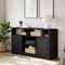 Flash Furniture Malaki 58 Inch Buffet Sideboard w/2 Soft Close Doors and Cntr Shelf, up to 65in. TV's, Black/Rattan EV-ET8114-ZZ-BLK-GG - alternate 1