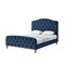 Homeroots Navy Blue Solid Wood Twin Tufted Upholstered Velvet Bed 544899 - alternate 5