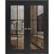 Sartodoors Solid French Double Doors Clear Glass, Lucia 2366 Matte Black and Aluminum Strips, Wood Solid Pane LUCIA2366DD-BLK-64 x 84 (2* 32x84)-Butterfly - alternate 1