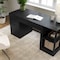 Martha Stewart Kayden Single-Drawer Desk w/2 Tier Shelf and 3 Drawer File Cabinet in Black w/Bronze Hardware KHO-23042-TBSFFC-BK-BK-MS - alternate 3