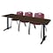 Regency Cain T-Base Training Seminar Table W/ 3 M Stack Chairs, 84 in W, 24 in L, Neo Walnut MTRCT8424NW47BY - alternate 1