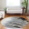 Homeroots 8' Black Gray And Ivory Round Abstract Washable Indoor Outdoor Area Rug 601178 - alternate 4