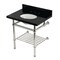 Kingston Brass 30-Inch Black Granite Console Sink with Brass Legs and Shelf, 8-Inch, 3-Hole KVPK3030KBB6 - alternate 1
