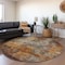 Homeroots 8' Copper Terra Cotta And Black Round Abstract Washable Indoor Outdoor Area Rug 606100 - alternate 4
