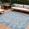 Homeroots 9' X 12' Blue And Silver Patchwork Washable Indoor Outdoor Area Rug 631423 - alternate 1