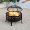 Deko Living 27 Inch Round Outdoor Steel Wood Burning Fire Pit w/ Cooking Grill, Spark Screen COB10514 - alternate 6
