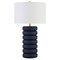 Homeroots 25" Navy Blue Ceramic Table Lamp With White Drum Shade 524441 - alternate 1