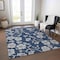 Homeroots 9' X 12' Navy Blue And Gray Floral Washable Indoor Outdoor Area Rug 600028 - alternate 4