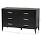 Baxton Studio Primrose Mid-Century Black Fluted Wood 6-Drawer Dresser 249-13822-ZORO - alternate 4