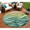 Homeroots 8' Teal Blue Round Abstract Washable Indoor Outdoor Area Rug 608078 - alternate 1