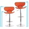 Elama 2 Piece Slim Faux Leather Adjustable Bar Stool in Orange with Chrome Base ELM-723-ORG - alternate 5