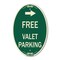 Signmission Free Valet Parking with Right Arrow, 12 Inch X 18 Inch Architectural Oval, Heavy Gauge Aluminum A-OV-G-1218-23942 - alternate 1