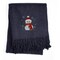 Homeroots 55" X 70" Navy BlueCotton Blend Woven Snowman Embroidered Throw Blanket with Fringe 713576 - alternate 4