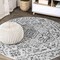 Jonathan Y Estrella Bohemian Medallion Textured Weave Black/Gray 4 ft Round Indoor/Outdoor Area Rug SMB105D-4R - alternate 1