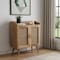 Homeroots 35in Brown Distressed Solid Wood Inlaid Rattan Accent Cabinet With Two Doors 654286 - alternate 4