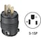 Leviton 15A 125V 3-Wire 2-Pole Rough Use Cord Plug 000-515PR - alternate 1