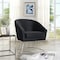 Homeroots 29" Black And Silver Velvet Barrel Chair 533849 - alternate 4