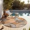 Homeroots 8' Round Orange Round Abstract Washable Non Skid Indoor Outdoor Area Rug 559519 - alternate 4