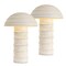 Jonathan Y Cremini 17.5" Modern Minimalist Plaster-Look Ribbed Mushroom Resin Cylinder LED Table Lamp, Cre, 2PK JYL9204A-SET2 - alternate 1