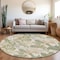 Homeroots 8' Ivory Wheat And Olive Green Round Botanical Leaves Washable Indoor Outdoor Area Rug 618408 - alternate 3