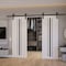Sartodoors Double Barn Door 84 x 80 inches, BASIC 4903 White with Black Glass, 14FT Rail Track Set, Solid Pa BASIC4903DB-B-WS-84 - alternate 2