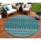 Homeroots 8' Teal Blue Aqua And Ivory Round Tribal Washable Indoor Outdoor Area Rug 582592 - alternate 1